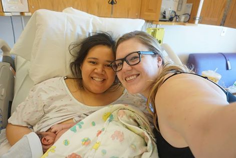 LesbianMommies.com founder Tara (left) and Jillian (right) with son Augustus